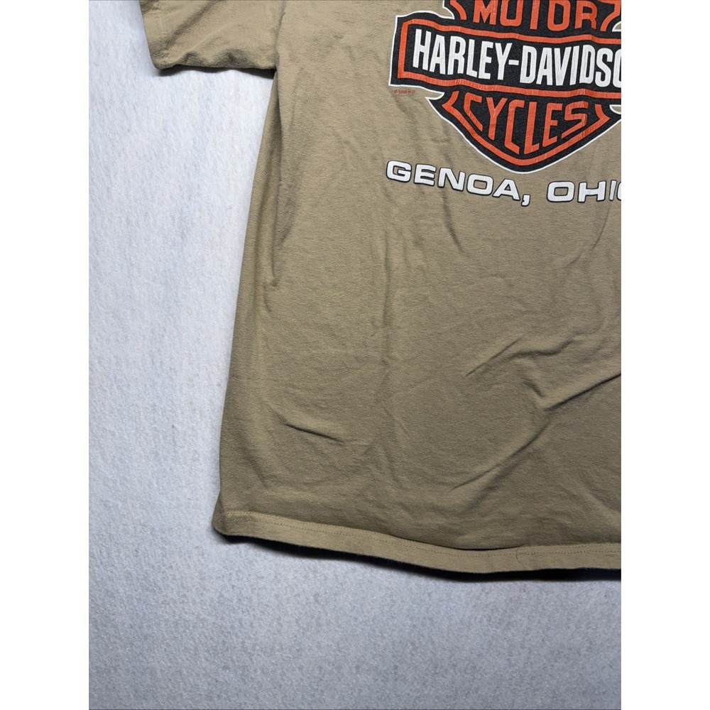 Vintage 1998 Harley Davidson Genoa Ohio T Shirt Hanes Beefy-T Tan Mens Large - Picture 8 of 16